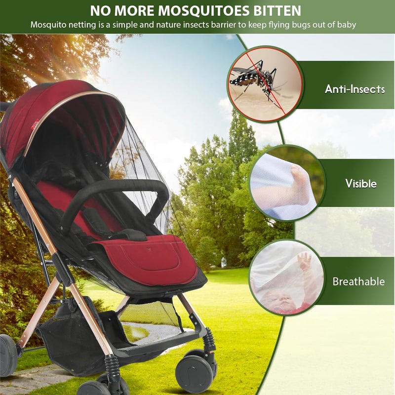 AMORBASE 2-Pack Stroller Mosquito Net, Universal Bug Net Cover for Stroller, Bassinets, Cradles, Playards, Pack N Plays and Portable Mini Crib, Durable Baby Insect Netting Infant Essential (2, Black) - Image 2